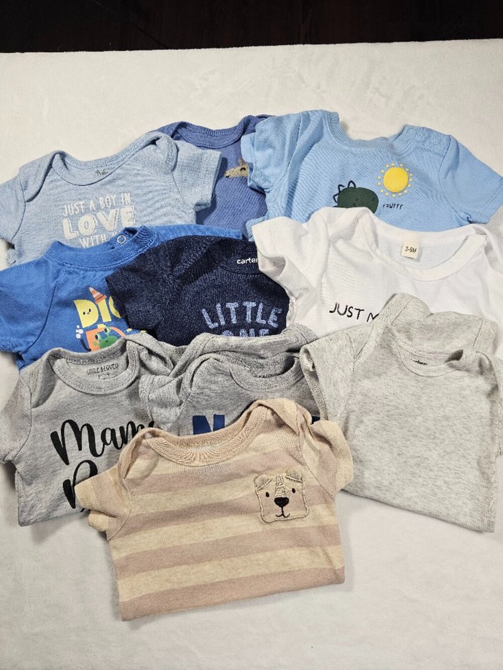 Baby Boy Bodysuit Bundle 0-3M 3-6M Carter’s Dinosaur Graphic Onesies